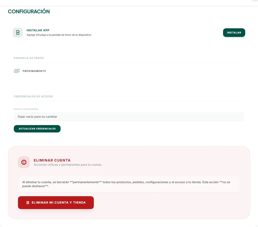 Configuración general de la cuenta