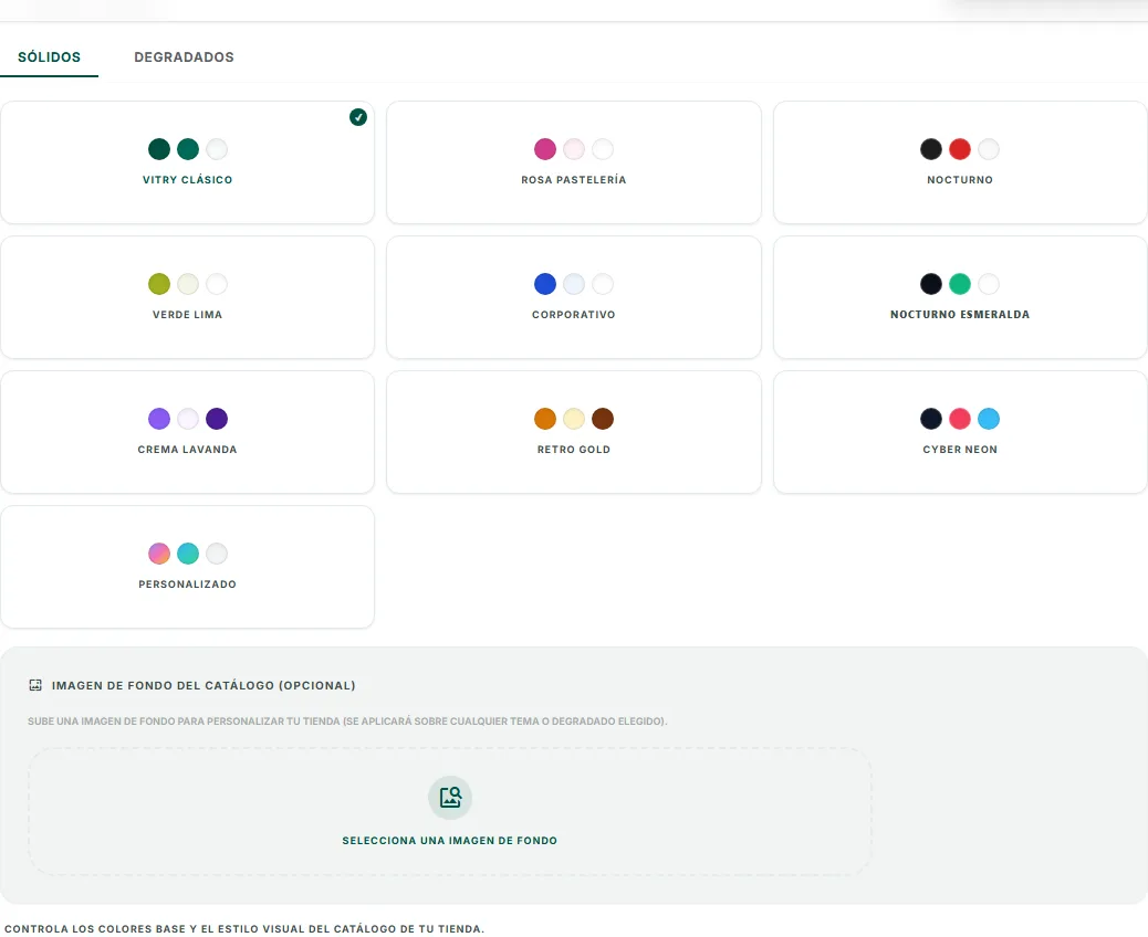 Opciones de diseño del catálogo