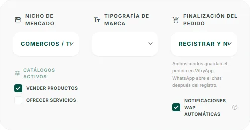 Modos de finalización del pedido