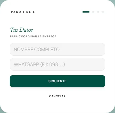 Primer paso para finalizar un pedido